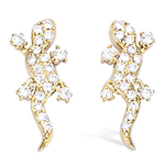 Les Tr&eacute;sors De Lily [L7016] - kullatud k&otilde;rvar&otilde;ngad  Salamander  valgest kullast - 15x7 mm kuld