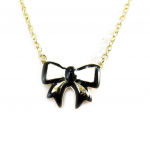 Les Tr&eacute;sors De Lily [M1979] - Collier cr&eacute;ateur 'Noeud Romantique' blanc noir dor&eacute; must