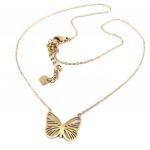 Les Tr&eacute;sors De Lily [P7909] &ndash; roosast kullast 'Butterfly' terasest disainerkaelakee &ndash; 15x10 mm Heleroosa