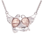 Les Tr&eacute;sors De Lily [Q6777] - Collier Argent 'Meghan' quartz rose argent&eacute; (rhodi&eacute;) - 25x15 mm (tourtereaux) Heleroosa