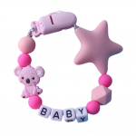 Beads Teether Silikoonist k&auml;ev&otilde;ru Koala Star Hammaste lutiklambriga lutikett roosa