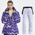 Talvine naiste paks soe suusakost&uuml;&uuml;m v&auml;litingimustes tuulekindel veekindel triibuline suusajope Suusap&uuml;ksid Naiste lumelauakost&uuml;&uuml;m suusakomplekt 2XL