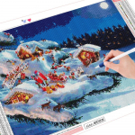 Teemantmaal t&auml;isruudukujuline j&otilde;ulupuu ristpistes 5D teemanttikandid maastik lumemosaiikmaja k&auml;sitsi valmistatud kingitus Full Round (20X30CM)