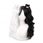 Anime Parukas Monokuma Cosplay Parukas Danganronpa Women Cosplay Parukas Kuma Halloween Girl Anime Parukad + 2tk Peakatted Wig&Headwear