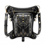 Johnature Moto & Biker Women Waist Pack Multifunktsionaalne v&ouml;&ouml;kott Moodne Rivet Pu Leatehr &otilde;la- ja Crossbody kotid must