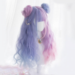 LUPU Lolita s&uuml;nteetiline parukas Sinine roosa Bob pika lainega parukad naistele Genshin Impact parukas Cosplay igap&auml;evane blond lilla parukas 65CM