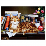 3D-teemanttikandid ristpistega &uuml;mmarguse kivimaaling looma kassi kodukaunistus Full Round 20x25CM