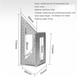 Alumiiniumisulamist roostevabast terasest multifunktsionaalne T-kujuline kombineeritud nurga joonlaud 45 90 kraadi m&otilde;&otilde;turiga puidut&ouml;&ouml;tlemisriistad h&otilde;be