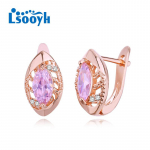 LSOOYH Clip K&otilde;rvar&otilde;ngad Roosa kullav&auml;rvi Moodne k&otilde;rvar&otilde;ngas Naistele &Otilde;&otilde;nesroosa Cubic Zirconia Stud K&otilde;rvar&otilde;ngad Ehted A