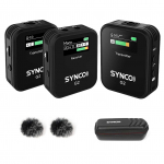 SYNCO G2(A2) 1-Trigger-2 2.4G juhtmevaba mikrofonis&uuml;steem 1 vastuv&otilde;tja + 2 saatjat + 2 must