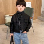 Moodsad laste nahast poiste ja t&uuml;drukute mantel Trendikad topid 80cm must