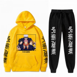 Meeste komplekt Anime Jujutsu Kaisen kapuutsiga p&uuml;ksid, meeste vabaaja 2tk Komplektid pikkade varrukatega Harajuku Gojo Satoru Graphics kapuutsiga dressipluusid XXXL