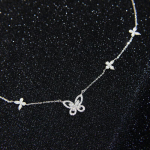 Armas peen Butterfly Choker kaelakee Pimestav ripats kaelakee h&otilde;bedase v&auml;rvi pulmapeo ehted naistele kingitus 45cm valge