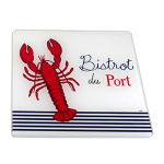 Les Tr&eacute;sors De Lily [A2465] &ndash; klaasist alus  Bistrot du Port  punane sinine valge (homaar) - 20x20 cm punane