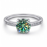 BagueRingeni luksuslik D v&auml;rvi 2CT moissanite s&otilde;rmus Pass Diamond Test abielus&otilde;rmus naistele 925 Sterling h&otilde;be ehtes&otilde;rmus 6 sinine/roheline