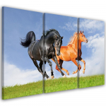 Kolmeosalise pildiga l&otilde;uenditr&uuml;kk Galloping horses 60x40 sinine