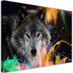 V&auml;rvilisel taustal l&otilde;uendiprint Wolf 60x40 mitmev&auml;rviline