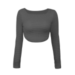Kevadised Y2k Crop Topid Naistele Seksikad t&uuml;drukud Kootud pikkade varrukatega Pullover T-s&auml;rgid Elegantsed Peopluusid &Otilde;hukesed riided 24727 XS tumehall v&auml;rv