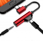 GIMIRO 2 in 1 C-t&uuml;&uuml;pi lisaadapter koos C-t&uuml;&uuml;pi laadimispordiga USB-C kuni 3,5 mm pistikupesaga helikaabel k&otilde;rvaklappide jaoks punane