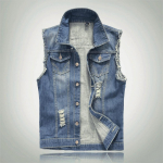 Meeste uus moodne teksariidest vest vabaaja kauboi jope &otilde;lakpluusiga XXL sinine