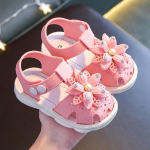 Beebikingad Imikujalatsid T&uuml;drukutele V&auml;ikelaste Lamedad kingad Baby Summer Sandal Lilled Pehme kummitallaga libisemisvastased v&otilde;revoodi kingad 16 roosa