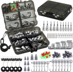 187/230 tk Kalap&uuml;&uuml;gitarvikute komplekt, Jig Konksud, Bullet Bass Casting Kaabli raskused, P&ouml;&ouml;rlevad p&uuml;&uuml;givahendid, Slaidid, Kalastuskomplekt koos varustuskastiga