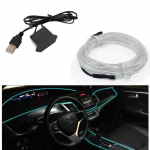 3/5M auto LED-k&uuml;lmtuled, painduvad neoontraadiga autolambid auto k&uuml;lmavalgusribadega dekoratiivsed 5M-USB