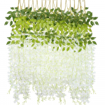 12 tk Kunstlik Wisteria ripplilled 110 cm Wisteria ripplilled Kunstlik Wisteria viinapuu rippp&auml;rik peopulmade kodukaunistamiseks valge