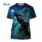 Suvine Animal Crow 3D prindiga meeste vabaaja naljakas T-s&auml;rk Creative Bird Unisex Harajuku lahe l&uuml;hikeste varrukatega top 5XL