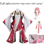 Cosplay Yae Miko Guuji Yae Cosplay kost&uuml;&uuml;m peakatetega Halloweeni peokost&uuml;&uuml;mide jaoks L roosa