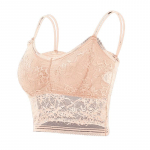 Naiste pitsist rinnahoidja Seksikas &otilde;&otilde;nsa lillega soliidne aluspesu Bralette juhtmevaba Push Up hingav rihm, polsterdatud vest pesu M-2XL M beež