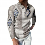 Polos&auml;rgid Meeste pikkade varrukatega mood hall l&auml;ikiv rombprinteriga Uus meeste polos&auml;rk pikkade varrukatega lukuga T-s&auml;rk top XS hall