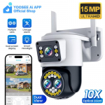 AIOOK YOOSEE APP turvakaamera Wifi PTZ juhtmevaba v&auml;likaamera HD 24MP 8K 10X ZOOM automaatne kahesuunaliste k&otilde;nede j&auml;lgimine v&auml;rviline &ouml;&ouml;n&auml;gemine Camera