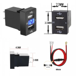 Kahe USB-auto pistikupesaga laadija Toyota 12-24v auto sigaretis&uuml;&uuml;taja pesaga autolaadija auto toiteadapter mobiiltelefonile roheline