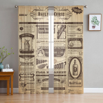 Vanade ajalehtede festival Halloweeni t&uuml;lli aknakardinad elutuba organza l&auml;bipaistev Voile kardin Magamistuba k&ouml;&ouml;k Kodukaunistus kardin W135 x H115cm x1