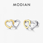 Modian 925 Sterling h&otilde;bedased topelts&uuml;damed k&otilde;rvar&otilde;ngad valge ja kuldse v&auml;rviga naiste moepulmaehted h&otilde;be