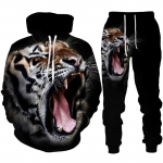 Isiksus Roaring Tiger 3D Prindiga meeste kapuuts/komplekt Lahedad dressipluusid + p&uuml;ksid, kost&uuml;&uuml;m, dressid, spordir&otilde;ivad, moer&otilde;ivad paarile S