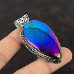 Mystic Fire Labradoriit ripats 925 Sterling h&otilde;be ripats Peen v&auml;&auml;riskivist ripats vintage ehe k&auml;sitsi valmistatud uhiuus ripats pulmakink