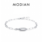Modian 925 Sterling h&otilde;bedane geomeetriline lingiga k&auml;ev&otilde;ru naistele Klassikaline tsirkooniumketiga naiste k&auml;ev&otilde;rud peened ehted 16+3CM h&otilde;be