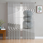 Zen Stone'i l&auml;bipaistvad kardinad elutoa magamistoa kaunistamiseks &scaron;ifoonist t&uuml;lli voile k&ouml;&ouml;gi akna kardin 135W x 114H(cm)