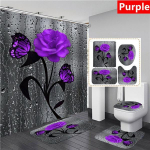 Roosiprint 3D du&scaron;ikardin veekindel vannitoakardin libisemisvastane vannimati komplekt WC-vaibad vaip Kodukaunistus Only Curtain 120x180cm