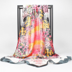 Kvaliteetsed luksuslikud siidist sallid peapael Sallid kaelasall naistele kett siidist sall naiste dekoratiivne sall 90*90cm(Flora） lilla