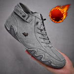 Seemisnahast saapad, k&auml;sitsi valmistatud, sulguriga K&otilde;rge &uuml;laosaga pl&uuml;&uuml;s paksendav Meeste vabaajajalatsid Puuvillased kingad Nahast saapad Meeste talvekingad 41 helehall v&auml;rv