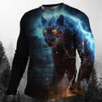 Lahe loom The Leopard 3D Print Suvine O-kaelusega meeste T-s&auml;rk vabaaja pikkade varrukatega Suurem&otilde;&otilde;tmeline T-s&auml;rk Mood Pullover Meeste R&otilde;ivad S