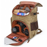 Photo Waterproof Retro Batik Canvas Camera Shoulders Backpack W Usb & Earphone Plug In F 15.4inch Laptop Tripod Travel Dslr Bag khaki