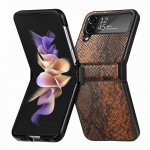 Samsung Z Flip3 Z Flip4 Flip 4 3 Luxury Snake Print kokkupandav telefoni&uuml;mbris Galaxy Z Flip 4 Flip 3 4 p&otilde;rutuskindla nahkkattega for Samsung Z Flip3 roosa kuldne v&auml;rv