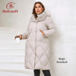 HaiLuoZi 2023 uued naiste talvejoped Suures suuruses pikad soojad parkad Elegentsed karusnahaga kapuutsiga klassikalised tepitud mantlid, naiste 1165 2XL beež