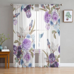 Roosi&otilde;ieline lilla iirise aken t&uuml;llkardinad elutuppa Magamistoa hotelli luksuskaunistus L&auml;bipaistvad kardinad 135W x 114H(cm)