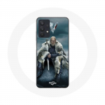 &Uuml;mbris Samsung Galaxy A32 5G Vikings Series 6. hooaja jaoks Ragnar Lothbroki logo V M&otilde;&otilde;k hall udu taust