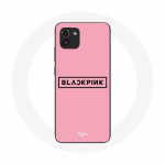 Coque pour Samsung Galaxy A03 Blackpink Groupe de K-pop Logo Fond Rose